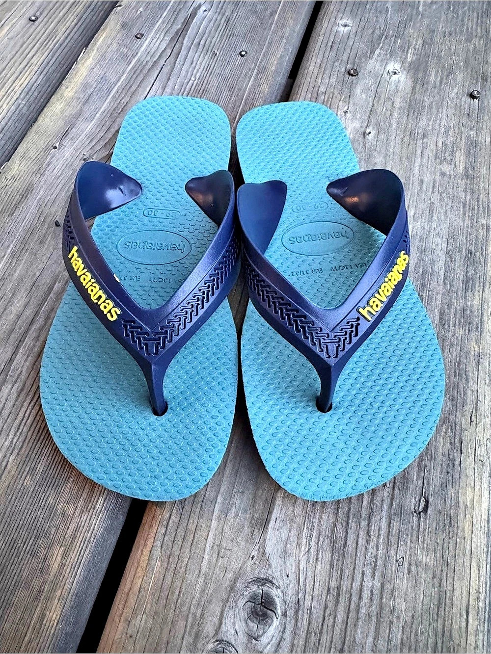 Havaianas Brazil Logo Flip Flops Blue Kids 13
